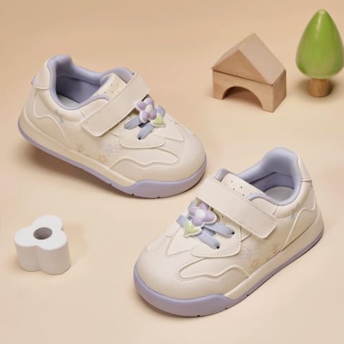 Image of Balabala Girls Boys Toddler Sneakers Wide Toe Box Walking Shoes | Unisex Kids Sneakers with hook-and-loop straps, non-slip soles, soft heel cushion, and flexible support for play