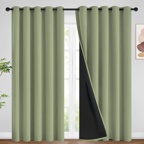 Image of SimpleHome Sage 100% Blackout Curtains Room Darkening Living Room 84 Inch
