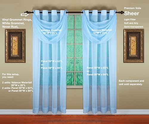 Image of Today's Curtain, Emelia Grommet Sheer Panel 84 inch Sky Blue, 59 inch W x 84 inch L