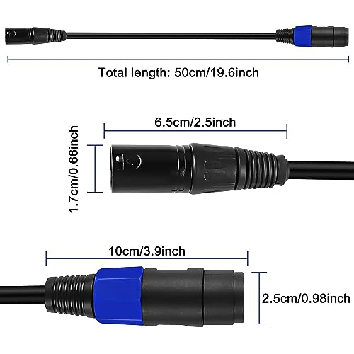 XMSJSIY Speakon to XLR Cable Audio Jack Speakon Plug Female to XLR 3 Pin Male Speaker Extension Cable Mic Wire with Twist Lock for Amplifier Pro DJ PA Stage -0.5M (Speakon Female to XLR Male) - Image 2