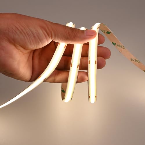 Image of GOMING 24V Super Bright COB LED Strip Natural White 4000K 16.4ft(5M) | 621LM /FT 14.5W /M CRI 93+ 480LEDs /M IP20 Not Waterproof LED Tape Lights for DIY Home Decor(Power Supply not Included)