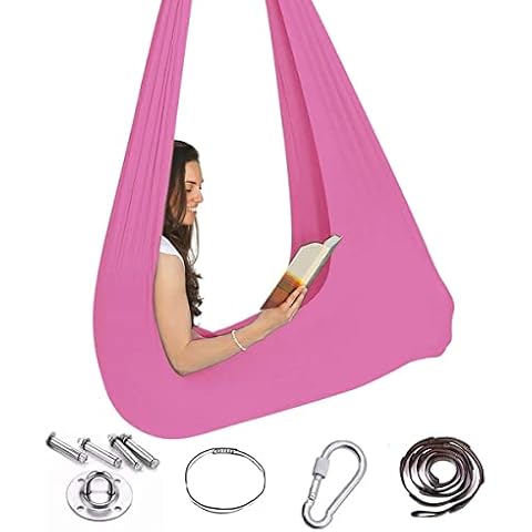 YAWEDA Sensory Swing For Adults Indoor Swing For Adults With Autism Outdoor Swing For Kids Compression Swing For Autism SPD Anxiety,Hardware Included (Color : Pink, Size : 150x280CM/59x110in) Cover