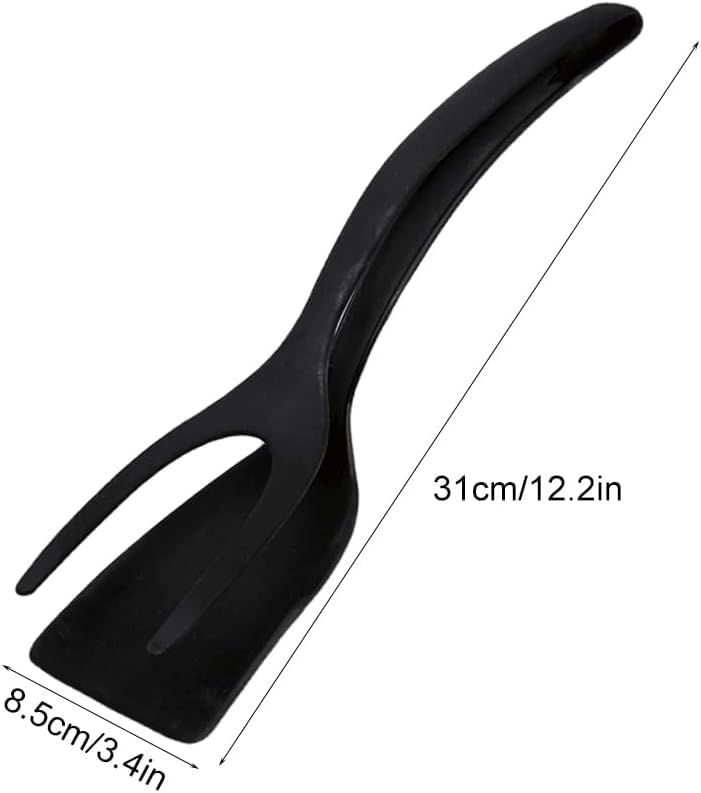 Spatola 2 In 1 Per Uova E Pancake – 2 Pezzi In Nylon Nero E Rosso, Paletta E Pinza Combinata, Manico Ergonomico, Resistente Al Calore - 2