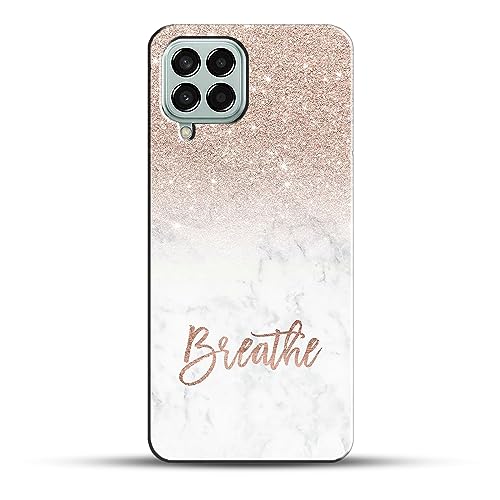 Image of COLORflow Back Cover Compatible with Samsung Galaxy M12 / A12 / F12 | (Best for Girls) Quotes (Breathe) Marble | Designer Printed Hard CASE Bumper Back Cover