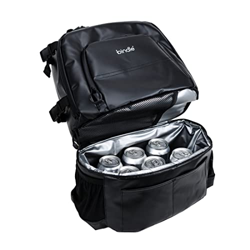 Bindle 2-In-1 Insulated Cooler Backpack, Leakproof Lightweight Travel Cooler Bag For Beach, Camping, Hiking, Fishing, Picnic, High Capacity 18L Upper Pack, 12L Cooler Pocket Fits Up To 12 Cans, Black #TOP1