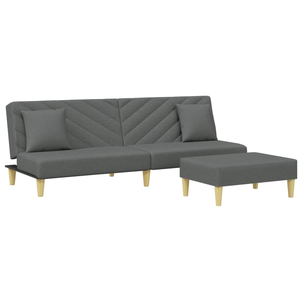 Homgoday Sofá Cama de 2 plazas con Almohadas y Taburete Tela Gris Oscuro, Sillones de Televisión, Sofás de Descanso Relax, Sofas De Salon, Hogar Sofa Muebles，Asientos Tapizados para Salón