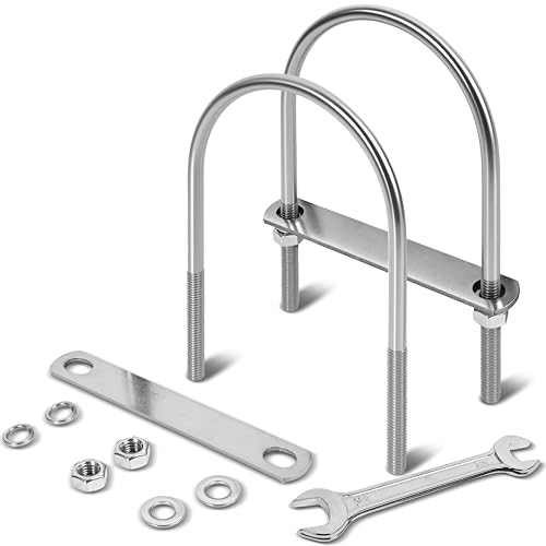 Image of 2 Sets M10 U Bolts 4-1 /2 Inch Wide, 3 /8 inch x 4-1 /2 inchW x 7 inch L | 304 Stainless Steel U Bolt Heavy Duty for boat trailer with Nuts, Bolt Plate and Washers,U Bolts 4.5 Inch Wide,Metric bolts
