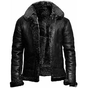Lederen Jas Mens Aviator Echt Shearling Sheepskin Bomber Flying Jacket Gevoerde Vrijetijdsjack Pluche Lange Mouwen Dikke Jas Voor Dagelijkse Reizen, Uit, Winkelen