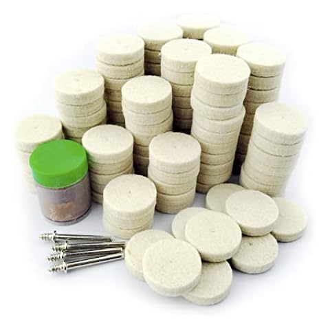 Merryland Disco de Fieltro de Pulir para Dremel 125pcs, Ruedas de Fieltro de Pulir 25mm 120pcs Pasta de Pulir 1pcs con Mandril 4pcs, Mini Herramienta Rotativa Accesorio Eléctrica DIY, RMTA125C1 Cover