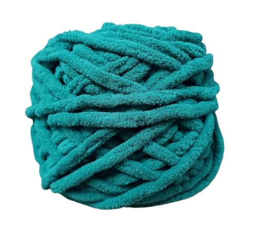 Image of Super Thick Fluffy Jumbo Polyester Baby Blanket Chenille Yarn for Knitting, Crochet & Home Decor Projects, Afghans, throw pillows, cushions & blankets. -100 GMS - 6mm thickness - Color (Bottle Green)
