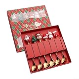 Juego de cucharas con colgantes creativos de Navidad para hacer comidas navideñas especiales (B)