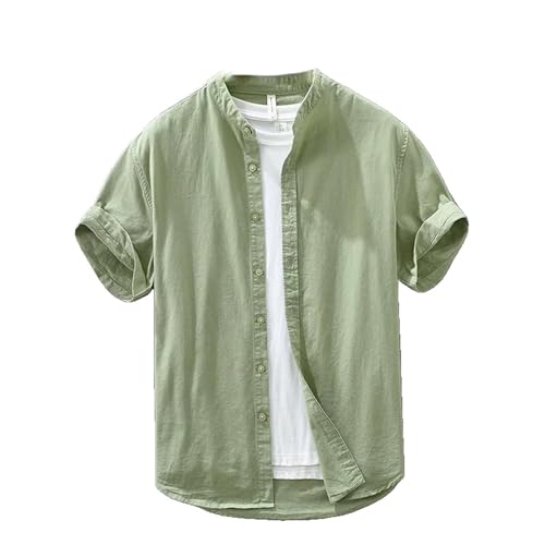 Chemise en coton de style japonais col officier épuré