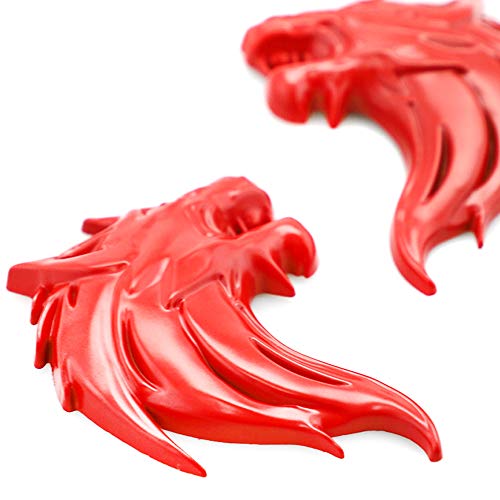 UpAuto 2 peças Cool Wolf Head Car Side/Traseira/Frontal Emblema Emblema 3D autoadesivo placa de iden