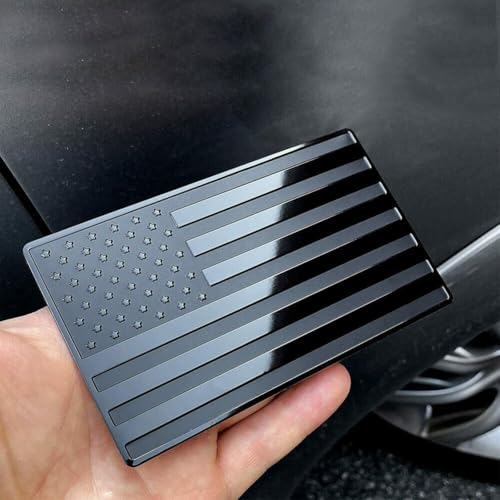 AugustknowU Lot de 2 autocollants pour voiture avec drapeau américain modifié - En aluminium - Noir