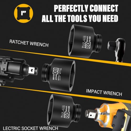 Image of 1 Inch Drive 80mm Standard Metric 6 Point CR-MO Impact Socket