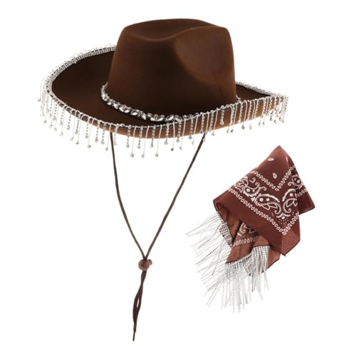 Chapeau de cow-girl blanc et foulard à franges pour fêtes western