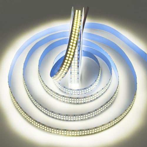 Image of SUYOOULIN LED Strip Lights, 16.4ft Dimmable DC 12V SMD 2835 Double Rows 2400 LEDs 52000LM Super Bright LED Ribbon Strip, Non-Waterproof IP21 for Home Party Decoration (Neutral White 4500K)