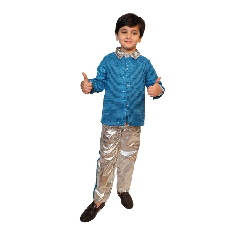 Image of Kaku Fancy Dresses Western Disco Outfit for Kids Sequin Shirt with Shining Pants for Annual Day Programme
