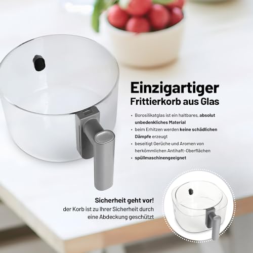 Miniatura 2 de Lauben Glass Grill Air Fryer Freidora De Aire Caliente 3 En 1 5500bg Con Capacidad 5,5 L, Cesta Para Freír De Vidrio, 6 Programas Ajuste Manual, 3 En 1 - Se Puede Utilizar Como Parrilla Y Sartén