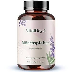 VitalDays Monk Pepper – 180 Capsules – Original Vitex Agnus Castus – 10 mg Extract per Capsule – Vegan – Made in Germany + Free E-Book