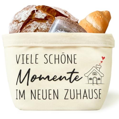 MEJOSER Einzugsgeschenke Wohnung Haus Brötchenkorb Einweihungsgeschenk Brot und Salz Geschenk zum Einzug Umzug Brottasche Brotkorb aus Stoff