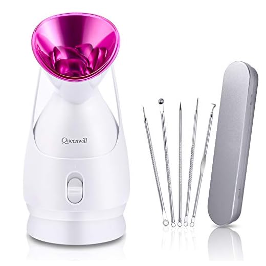 Facial Steamer, Nano Ionic Facial Steamer, Skin Warm Mist Moisturizing Face Steamer for Woman Facial Home Sauna Spa, with Free 5 Pieces Blackhead Extractor Kit