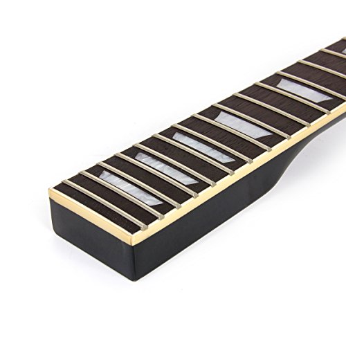 Kmise Electric Guitar Neck Maple Rosewood Solid Black Finish For Gibson LP Replacement 22 Fret (Black with trapezoid inlays)