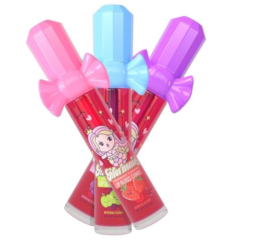 Mermaid Candy Pretend Lip Candy Gloss 4 Pack – Strawberry, Grape and Apple Flavors Mermaid Party Favors & Mermaid Birthday Decorations – Mermaid Snacks & Treats For Luau, Ocean, Beach Birthday