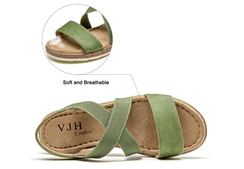 Image of VJH confort Women's Flat Sandals, Comfort Slip-on Elastic Ankle Strap Slingback Light Weight Casual Walking Sandals