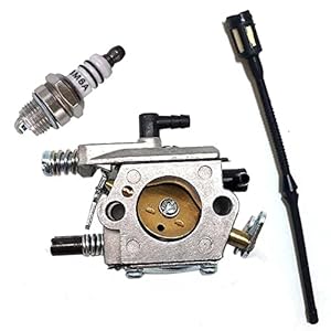 Carburetor with Spark Plug for Timbertech KS5200 MC Dillen 5200 Raptor 245 Mc Dillen BM-5200 Fuxtec CS 3.0, CS 3.6 Rotfuchs RS5200 Chainsaw