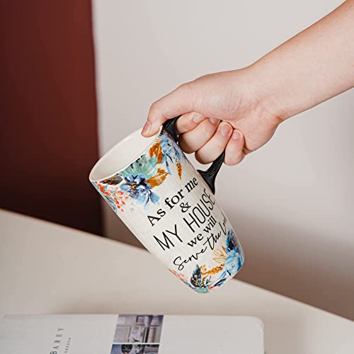 DUSVALLY Ceramic Mug Tall Coffee Cup with Lid, Handle and Gift Box Latte Mug 17oz,Blue Flower, Medium (Approx. 3.5 x 6.5 inches) - Image 4