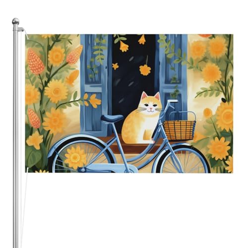 Drapeau de jardin chat et vélo pour animer votre terrasse ou grand mur de salon