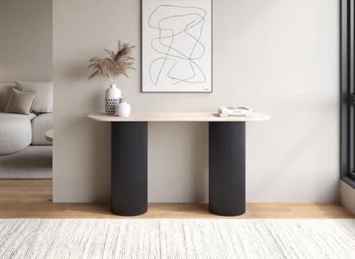 DecoInParis Console en marbre Composite Beige Pieds Noir Dhara Black