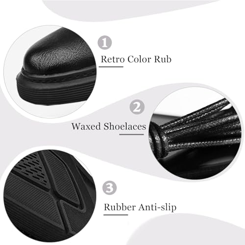 Men's Leather Lace-up Dress Chukka Ankle Boots Retro Round Toe Winter Plush Comfortable Non-slip Derby Boots Fashion Waterproof Business Formal Motorcycle Booties4