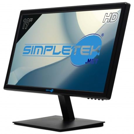 SIMPLETEK - Monitor 19" HD Pannello TN WLED 16:9 VESA 75x75mm Speaker integrati HDMI VGA Audio-in 3,5mm | Schermo PC Computer Console Ufficio Casa Scuola