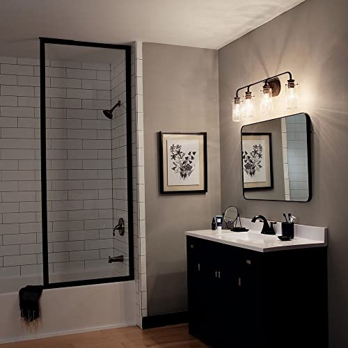 Image of KICHLER Braelyn 44 inch 4 Light Vanity Light with Clear Seeded Glass Chrome