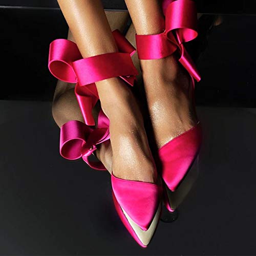 FSJ Women Chic Closed Pointed Toe D'Orsay Ankle Strap Ballet Flats Shoes Large Side Bows Comfortable Shoes Size 4-16 US3