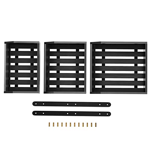 Image of G.a HOMEFAVOR Large Bamboo 3 Tier Fruit Basket Bowl for Kitchen Counter, Vegetable and Snack Storage Holder Stand (BLACK)