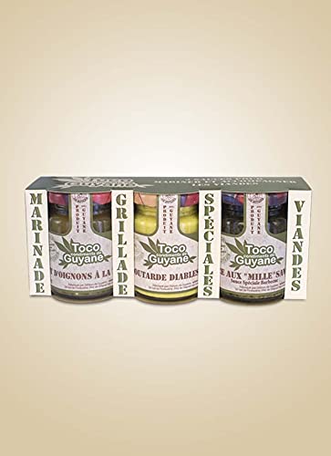 TOCO Délices de Guyane – Coffret Accompagnement Viandes– 3 sauces avec piment – Ingrédients Naturels Et 100% Français – 3 x 100 Grammes