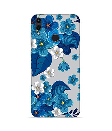 Image of Silence Printed Blue Flower Gray Background Designer Hard Back Case Cover for Huawei Honor 8C