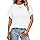 Cuptacc Tshirt Damen Oversize Flügelärmel Rundhals Tunika Lockere Basic Tops Kurzarm Bluse Damen Elegant 3XL Weiß