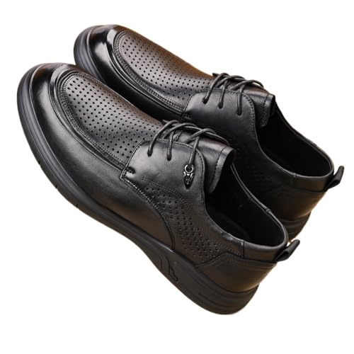 Men's Hollow Out Genuine Leather Derby Shoes Soft Sole Formal Business Wedding Dress Shoes for Groom Summer Suit