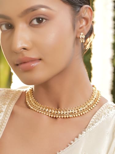 Image of Rubans Gold Plated Royal Necklace Set for Women Stylish