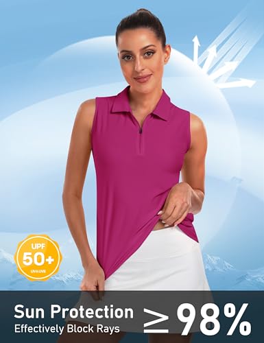 Image of AIRIKE Golf Polo Shirts for Women Sleeveless Summer Sports Athletic Fashionable Workwear-Quick Dry Womens Tank Tops