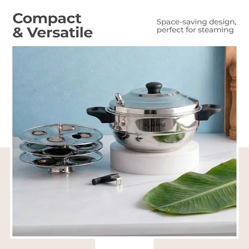 Image of Lifelong Idli Cooker 3 Plate with Sandwich Bottom | 12 idlis | Stainless Steel Idli Cooker, Heavy Base Induction and Gas Stove Compatible Idli Maker (LLIDCKSB03, Steel Silver)