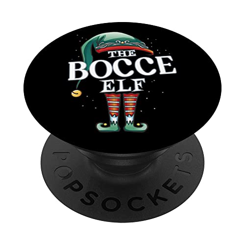 Bocce Elf Christmas Group Xmas Pajama Party PopSockets Swappable PopGrip, Black