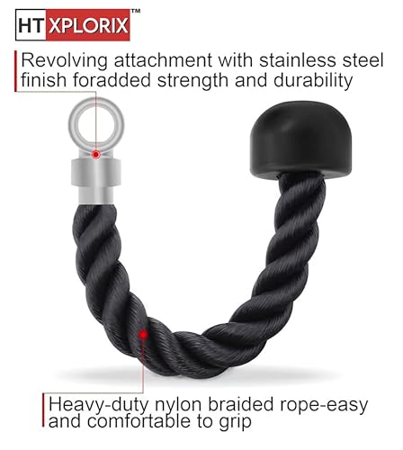 Image of Nylon Triceps Rope Single Grip Durable Cable Attachment for Tricep Pushdowns & Arm Workouts