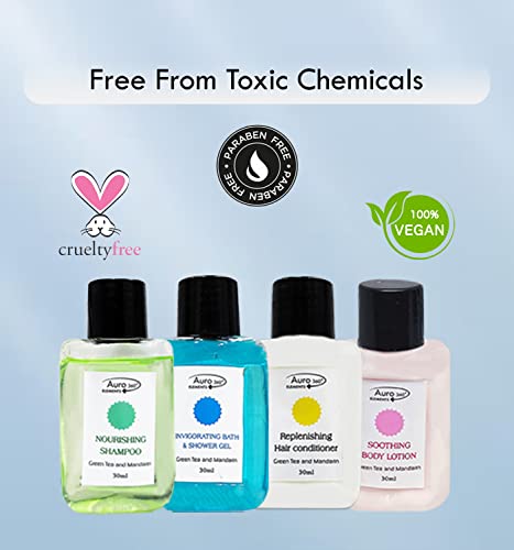 Image of Auro 360 Bulk Hotel Amenities | Toileties For Hospitality | Trvel Size Mini Shampoo and Conditioner | Hotel Shampoo | Nourishing | Biodegradable | Supplies for Guests | 30ml | 25pc Shampoo / 25pc Conditioner