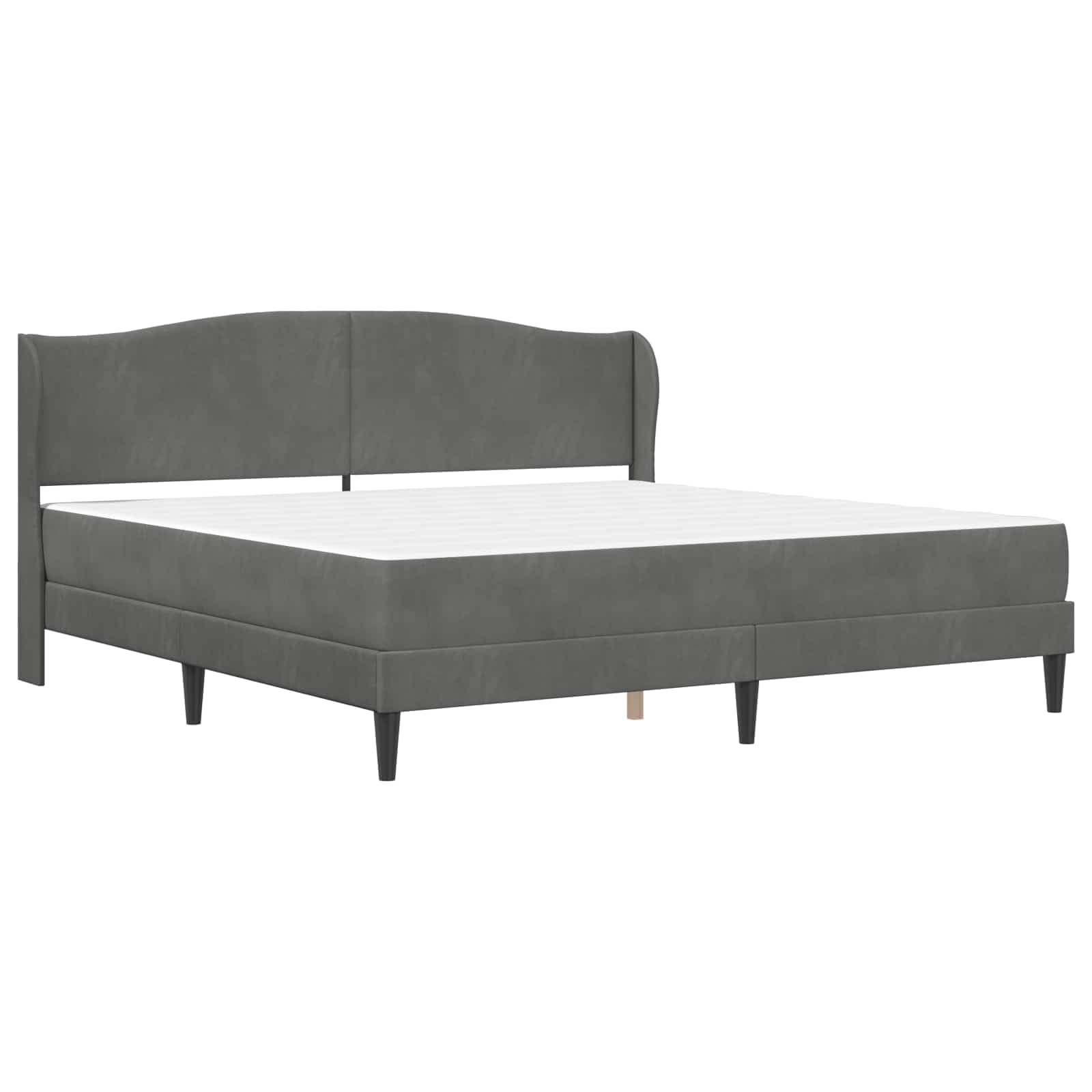 Rama de cama de terciopelo gris oscuro 180x200 cm con almacenamiento, cabecero acolchado, patas cónicas, contrachapado resistente, soporte de listones, para dormitorio moderno