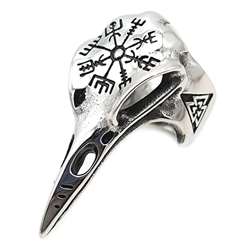 Odin Crow Skull Herrenring Gothic Edelstahl Kompass Ringe für Herren Wikinger Valknut Ring Amulett Muster Schmuck Geschenk Cover